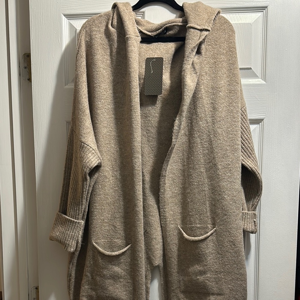 NWT Cozy Tan Hooded Cardigan